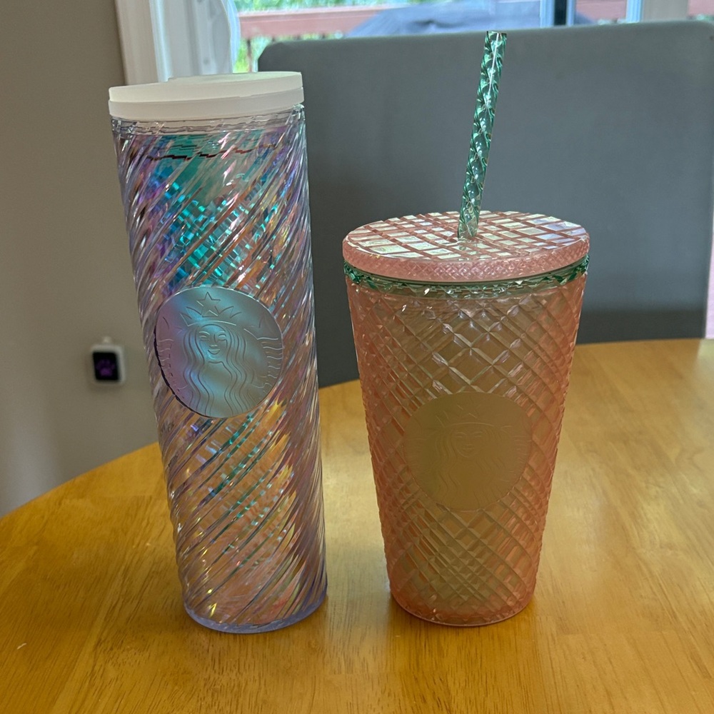 Starbucks Iridescent and Pink Tumbler Duo